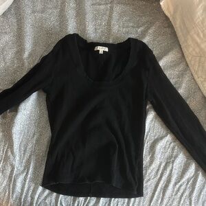 Z Supply Black Long Sleeve Scoop Neck Tee